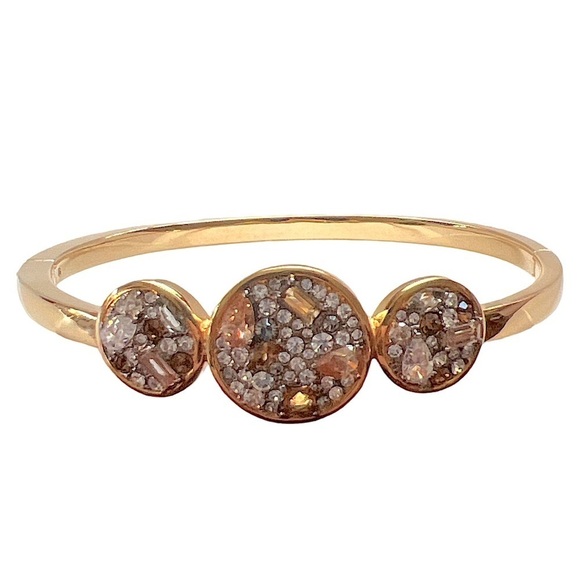 Gold Crystal Encrusted Rhinestone Hinge Bangle Bracelet - Picture 1 of 5